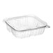 A Choice clear plastic rectangular container with a hinged flat lid.