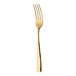 A Sola Durban Gold stainless steel dinner fork with a gold handle.