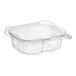 A Choice clear plastic rectangular container with a hinged flat lid.