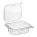 A Choice clear plastic rectangular container with a hinged flat lid.