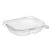 A Choice clear plastic rectangular container with a hinged flat lid.