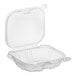 A Choice clear plastic rectangular container with a hinged flat lid.