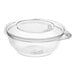 A Choice clear plastic bowl with a hinged dome lid.