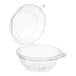 A Choice clear plastic bowl with a clear hinged dome lid.