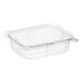 A clear rectangular PET plastic container with flat lid.