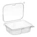A Choice clear plastic rectangular container with a hinged flat lid.