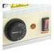 A white curved Carnival King hot food display case with a black and yellow temperature dial.