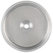 A stainless steel circular pan with a hole in the center.