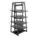 A glossy black Econoco double-sided A-frame outrigger kit with four shelves.