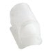 A white rubber tube holder with a small hole in it.