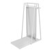 An Econoco white metal double-sided A-frame with a white shelf.