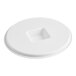 A white plastic lid with a circular hole.