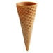 A close-up of a JOY sugar cone with a hole in it.