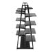 A glossy black Econoco A-Frame Outrigger with shelves and frosted panels.