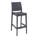 A dark gray Siesta Maya bar stool with a back.