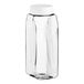 A clear plastic rectangular spice container with a white induction-lined dual flapper lid.