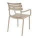 A Siesta Paris taupe resin outdoor dining arm chair with a beige finish.