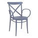 A dark gray Siesta Cross XL outdoor dining arm chair.