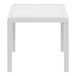A white table with a square top and legs.