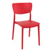 A red plastic Siesta Monna outdoor dining chair.