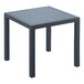 A Siesta Orlando dark gray wicker-look square table with a square top.