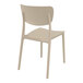 A taupe resin chair with a backrest.