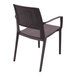 A Siesta Capri brown plastic outdoor dining arm chair with a backrest.