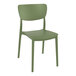 A Siesta Monna olive green resin outdoor dining chair with a backrest.