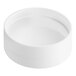 A 4 oz. clear plastic round spice container with a white lid on a white background.