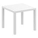 A white Siesta square table with legs.