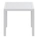 A Siesta Ares white square table with a white top.