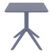 A Siesta Sky dark gray square table with a small metal base.