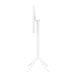 A white round Siesta Sky bar height table on a white folding tripod.