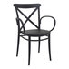 A black resin Siesta Cross XL outdoor dining arm chair.
