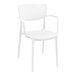 A Siesta Lisa white plastic outdoor dining arm chair.