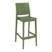 A Siesta Maya olive green bar stool with a white background.