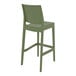 A Siesta Maya olive green bar stool with a backrest.