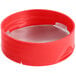 A red plastic container with a red induction-lined flapper lid.