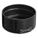 A round black plastic spice container with a black flip and sift lid.