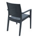 A dark gray plastic Siesta Ibiza outdoor dining arm chair.