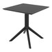 A Siesta Sky black square table with a metal base.