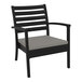 A Siesta Artemis XL black outdoor club arm chair with a taupe cushion.