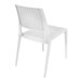 A Siesta Verona white plastic outdoor dining chair with a woven seat and backrest.