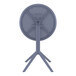 A Siesta Sky dark gray round folding table on a metal base.