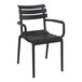 A Siesta Paris black resin outdoor dining arm chair with armrests.