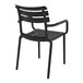 A Siesta Paris black resin outdoor dining arm chair with armrests.