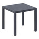 A Siesta Ares square table with a dark gray top and legs.