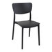 A Siesta Monna black resin outdoor dining chair with a backrest.