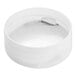 A white plastic round spice container with a white induction-lined dual flapper lid.