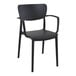 A Siesta Lisa black resin outdoor dining arm chair.